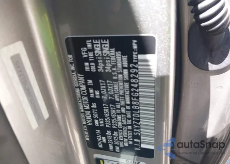 2015 Hyundai Santa Fe Sport 2.4L from USA, damaged, VIN 5XYZTDLB8FG248292